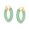 Thumbnail Image 1 of Dyed Green Jade Hoop Earrings in 14K Gold