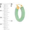 Thumbnail Image 2 of Dyed Green Jade Hoop Earrings in 14K Gold