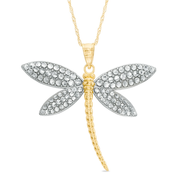 Main Image 1 of Diamond-Cut Dragonfly Pendant in 10K Gold