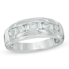 Thumbnail Image 1 of Men's 1 CT. T.W. Baguette and Round Diamond Wedding Band in 14K White Gold