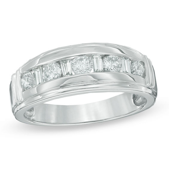 Mens wedding ring sale with baguettes