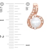 Thumbnail Image 2 of 6.0mm Freshwater Cultured Pearl and 1/6 CT. T.W. Diamond Drop Earrings in 10K Rose Gold