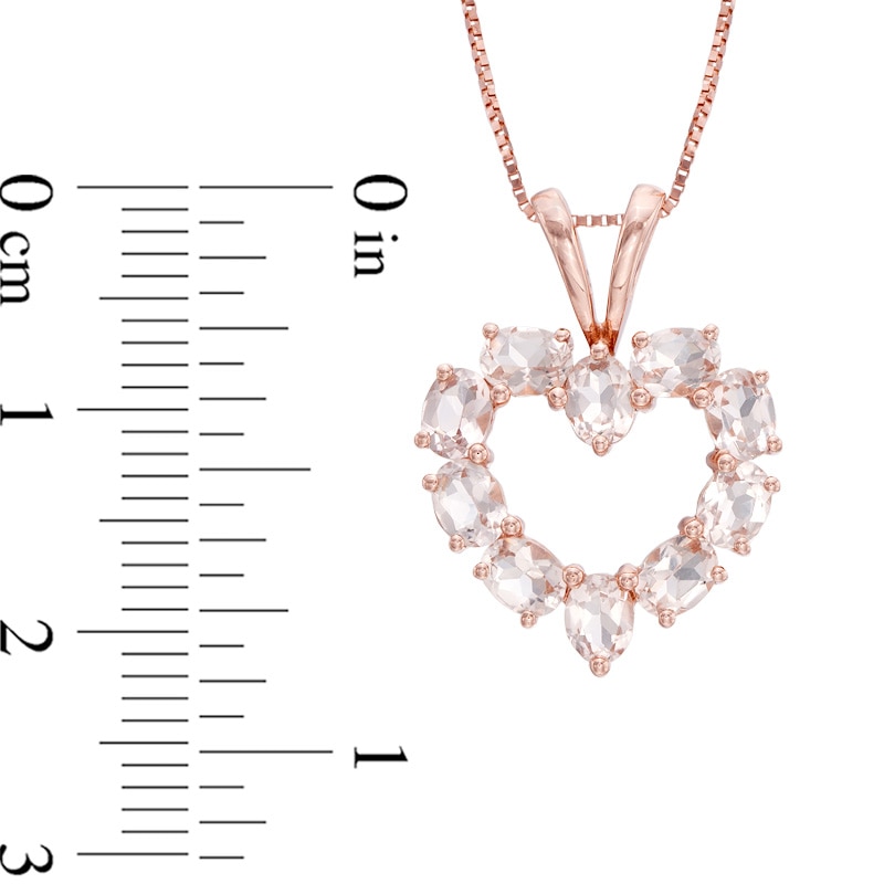 Main Image 2 of Oval Morganite Heart Pendant in 10K Rose Gold