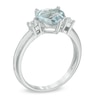 Thumbnail Image 1 of 8.0mm Heart-Shaped Aquamarine and Lab-Created White Sapphire Ring in Sterling Silver