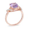 Thumbnail Image 1 of Oval Rose de France Amethyst and Diamond Accent Crossover Ring in 10K Rose Gold