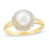 Thumbnail Image 0 of 7.0mm Freshwater Cultured Pearl and Diamond Accent Frame Ring in 10K Gold