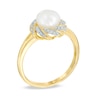 Thumbnail Image 1 of 7.0mm Freshwater Cultured Pearl and Diamond Accent Frame Ring in 10K Gold