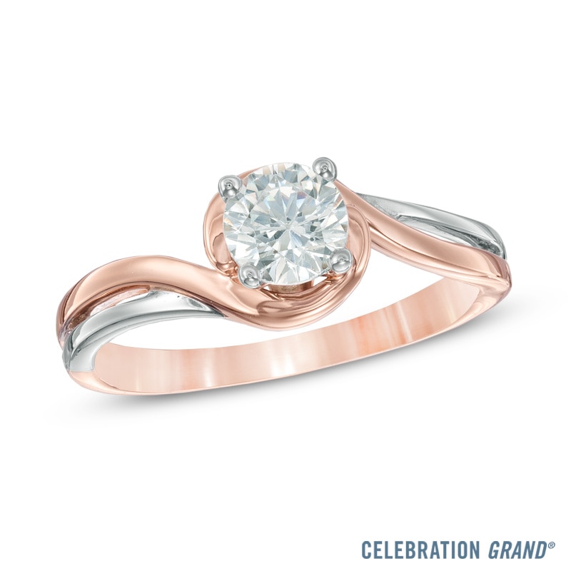 Celebration Ideal 5/8 CT. Certified Diamond Bypass Engagement Ring in 14K Two-Tone Gold (I/I1)