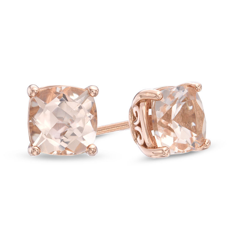 6.0mm Cushion Cut Morganite Stud Earrings in 10K Rose Gold Zales