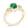 Thumbnail Image 1 of Oval Lab-Created Emerald and White Sapphire Ring in 10K Gold