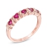 Thumbnail Image 1 of 3.0mm Lab-Created Ruby "X" Five Stone Ring in 10K Rose Gold