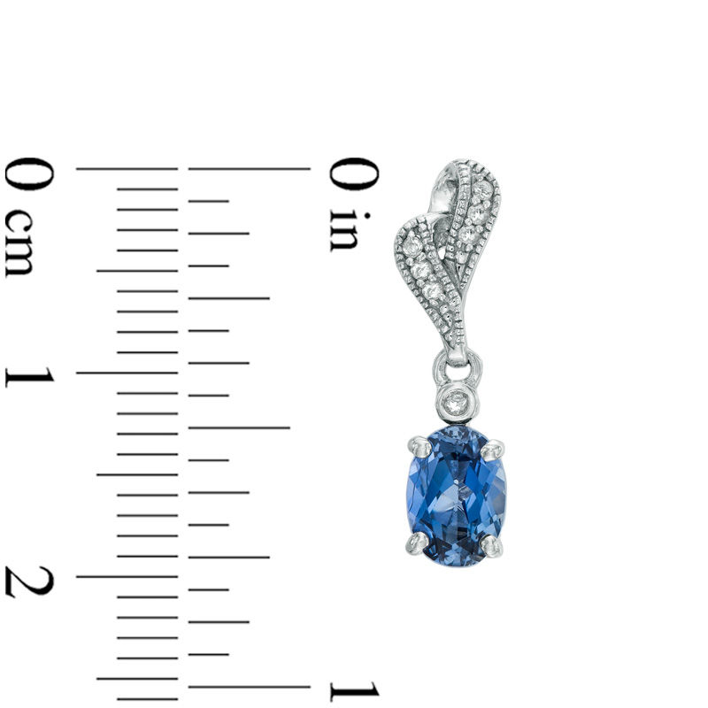 Oval Lab-Created Blue and White Sapphire Drop Earrings in Sterling Silver