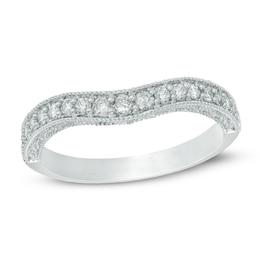 1/3 CT. T.W. Diamond Contour Vintage-Style Anniversary Band in 14K White Gold