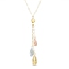 Thumbnail Image 1 of Diamond-Cut Triple Bead Drop Necklace in 10K Tri-Tone Gold