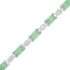 Thumbnail Image 0 of Rectangular Jade Link Bracelet in Sterling Silver - 7.5"