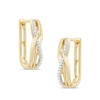 Thumbnail Image 1 of 1/10 CT. T.W. Diamond Swirl Infinity Hoop Earrings in 10K Gold