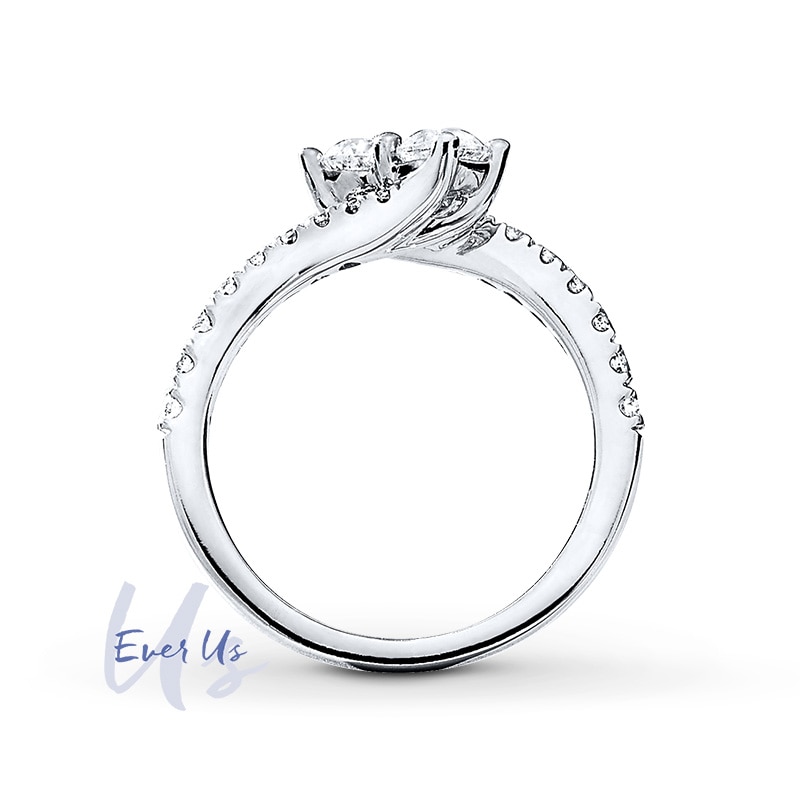 Main Image 2 of Ever Us™ 3/4 CT. T.W. Two-Stone Diamond Bypass Ring in 14K White Gold