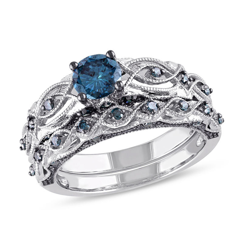 Blue diamond store wedding set