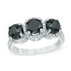 Thumbnail Image 1 of 2 CT. T.W. Black Diamond Three Stone Ring in Sterling Silver