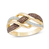 Thumbnail Image 1 of 1/4 CT. T.W. Enhanced Cognac and White Diamond Loose Braid Ring in 10K Gold