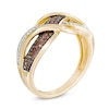 Thumbnail Image 2 of 1/4 CT. T.W. Enhanced Cognac and White Diamond Loose Braid Ring in 10K Gold