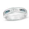 Thumbnail Image 0 of Men's 1/3 CT. T.W. Enhanced Blue and White Diamond Anniversary Band in Sterling Silver