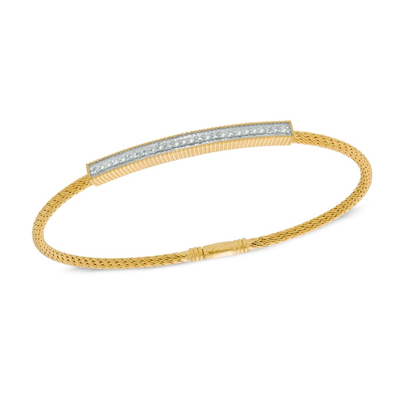 1/4 CT. T.W. Diamond Bangle in Sterling Silver and 14K Gold Plate - 6.75"