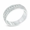 Thumbnail Image 1 of Men's 1/2 CT. T.W. Diamond Milgrain Anniversary Band in 14K White Gold