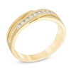 Thumbnail Image 1 of Men's 1/4 CT. T.W. Diamond Curved Slant Anniversary Band in 10K Gold
