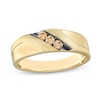 Thumbnail Image 0 of Men's 1/5 CT. T.W. Champagne Diamond Three Stone Wedding Band in 10K Gold with Black Rhodium