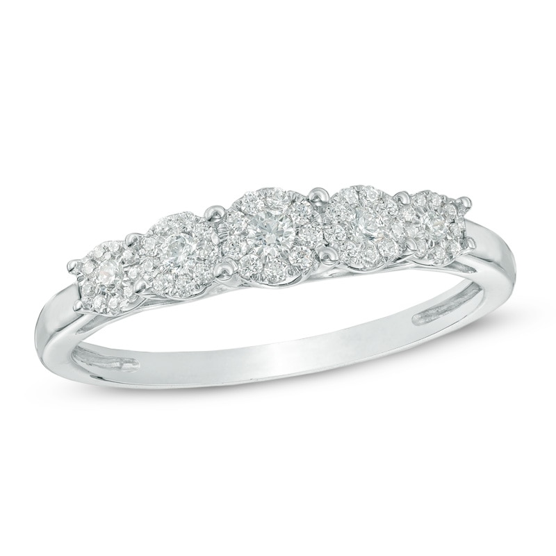 Main Image 1 of 1/4 CT. T.W. Composite Diamond Five Stone Anniversary Band in 10K White Gold