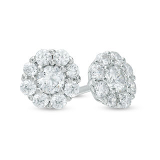 Decarat 1 CTTW Stud Flower Diamond Composite Earrings good sterling silver