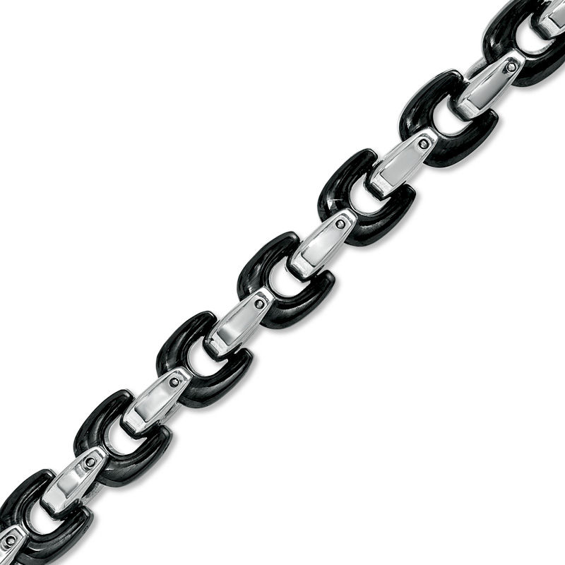 Men's Black IP Stainless Steel Chain Necklace and Bracelet Set - 24"