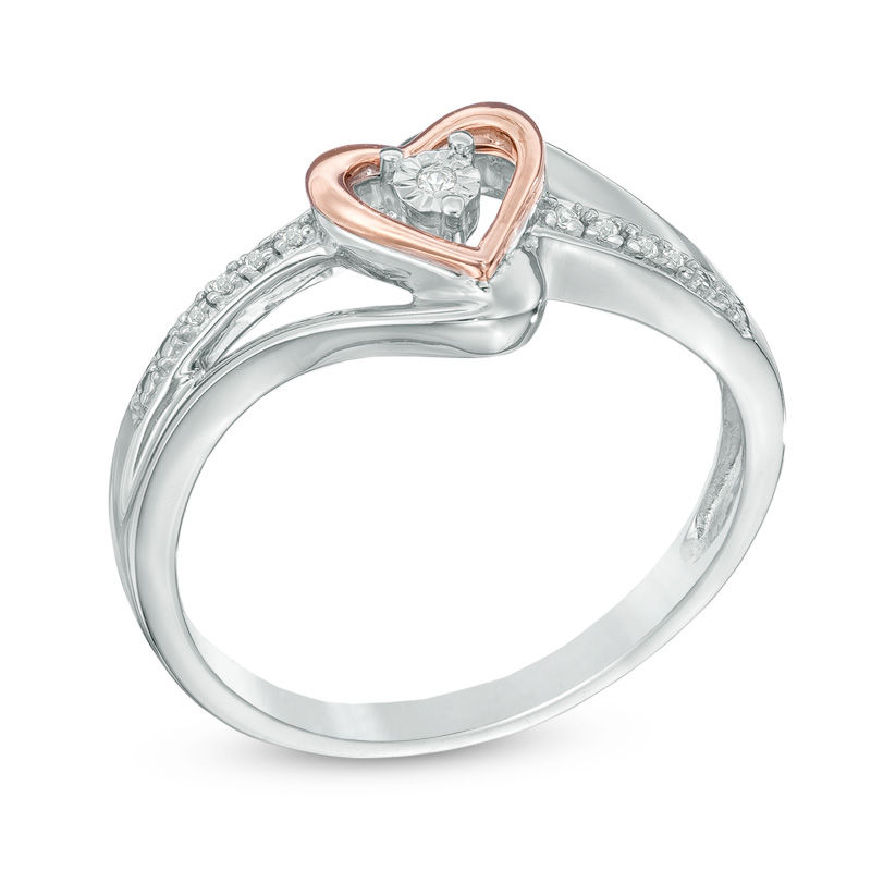 Rose gold and silver promise deals rings