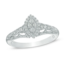 1/5 CT. T.W. Marquise Composite Diamond Frame Promise Ring in 10K White Gold