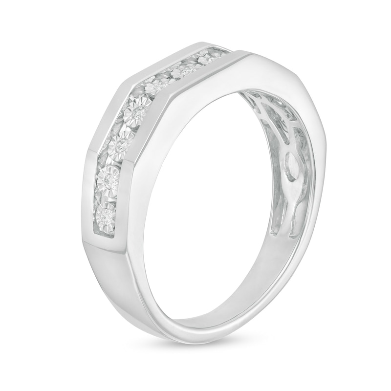 Main Image 5 of 1/3 CT. T.W. Diamond Frame Trio Wedding Ensemble in 10K White Gold - Size 7 and 10