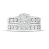 Thumbnail Image 6 of 1/3 CT. T.W. Diamond Frame Trio Wedding Ensemble in 10K White Gold - Size 7 and 10