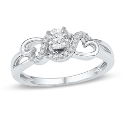 1/8 CT. T.W. Diamond Heart Sides Promise Ring in 10K White Gold