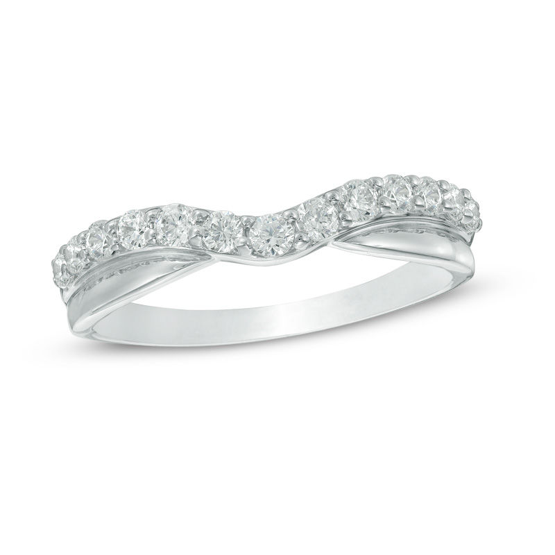 diamond twist contour wedding band