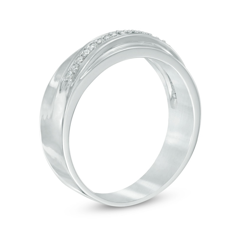 Main Image 2 of 1/8 CT. T.W. Diamond Wedding Band in Sterling Silver