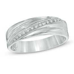 Diamond Accent Wedding Band in Sterling Silver