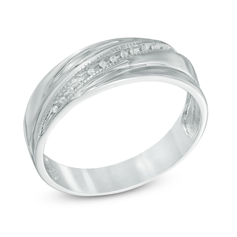 Main Image 2 of Diamond Accent Wedding Band in Sterling Silver