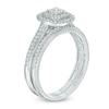 Thumbnail Image 2 of 1/3 CT. T.W. Composite Diamond Double Square Frame Vintage-Style Bridal Set in 10K White Gold