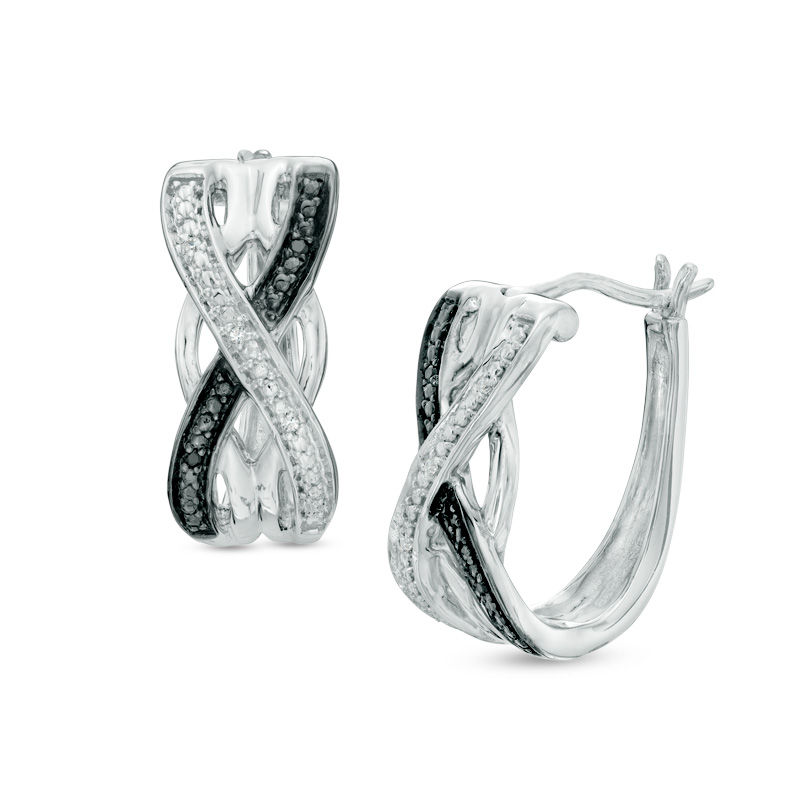 zales black diamond hoop earrings