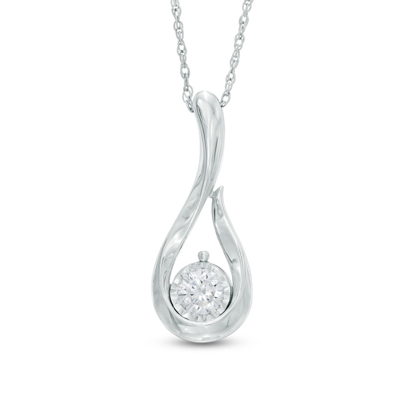 Main Image 1 of 1/2 CT. Diamond Solitaire Teardrop Pendant in 10K White Gold