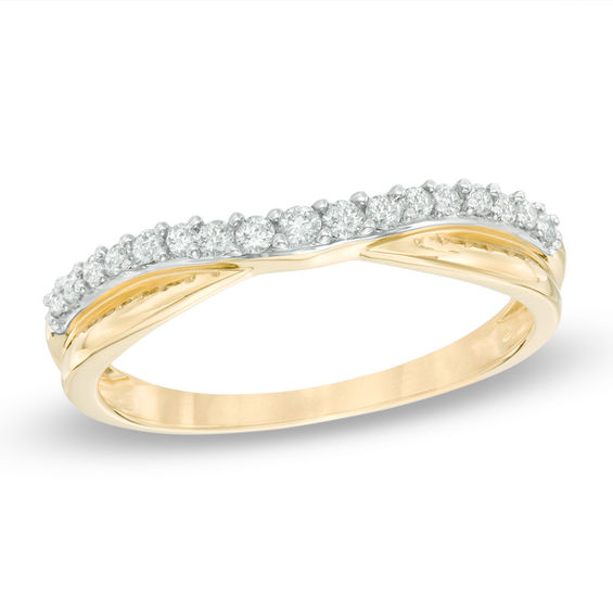 diamond twist contour wedding band