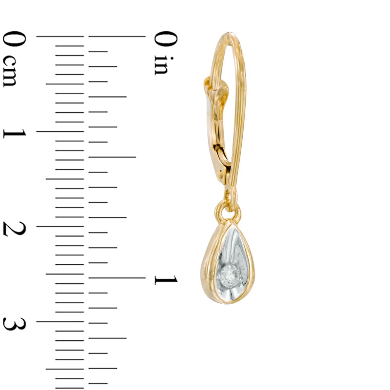 Main Image 2 of 1/10 CT. T.W. Diamond Teardrop-Shaped Earrings in Sterling Silver and 14K Gold Plate