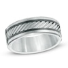 Thumbnail Image 0 of Men's 8.0mm Two-Tone Cobalt Slant Groove Comfort Fit Wedding Band - Size 10