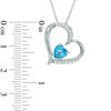 Thumbnail Image 2 of 6.0mm Heart-Shaped Swiss Blue Topaz and Lab-Created White Sapphire Tilted Heart Pendant in Sterling Silver