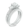 Thumbnail Image 2 of 6.0mm Lab-Created White Sapphire Three Stone Bridal Set in Sterling Silver